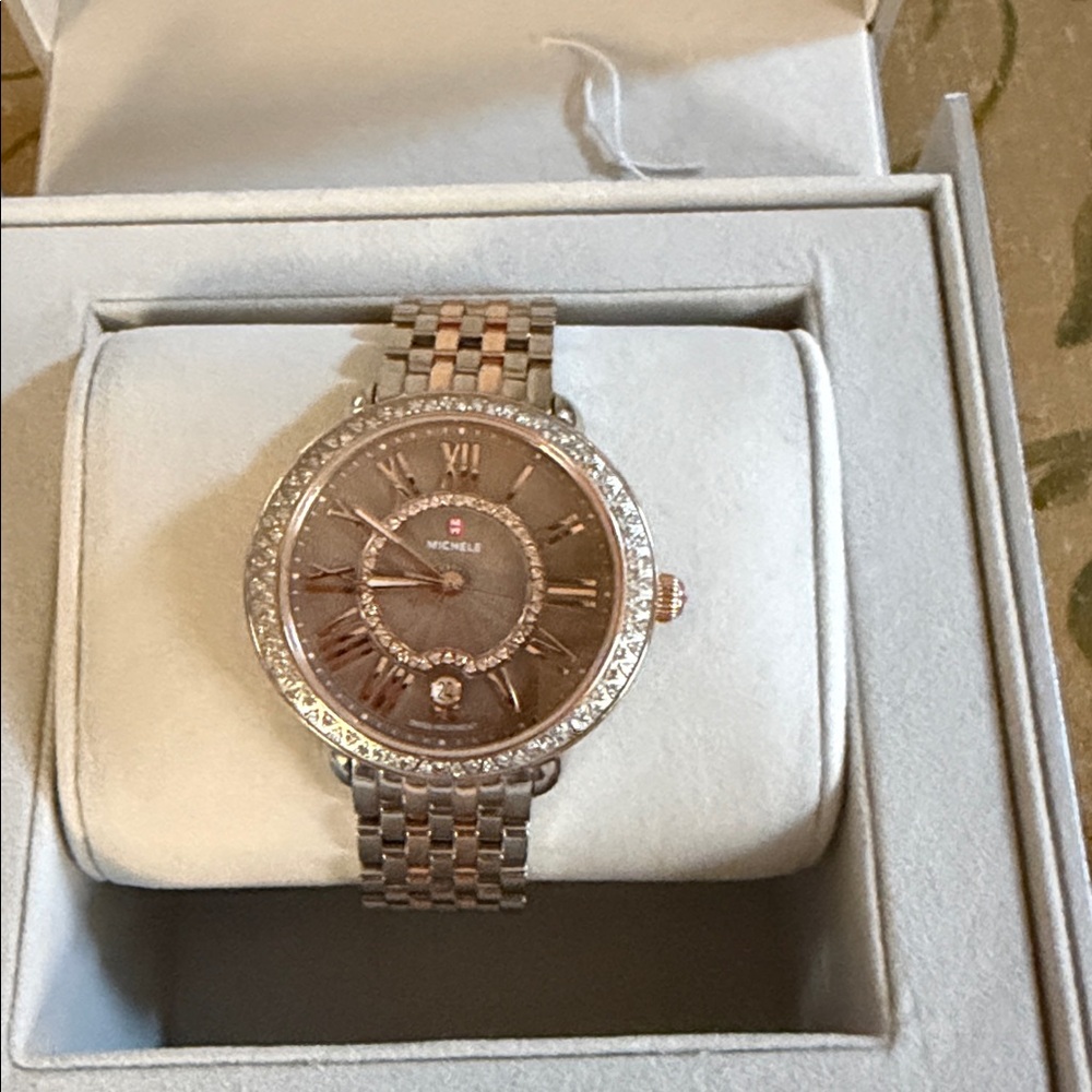 Michele Two-Tone Rose Gold and Silver Watch - Picture 4 of 10
